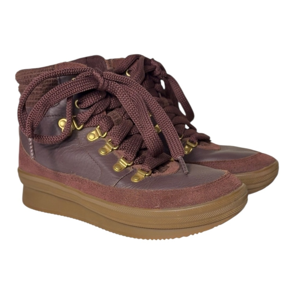Keds Midland Luxe Water Resistant Leather Suede Hiking Boots 8 Burgundy